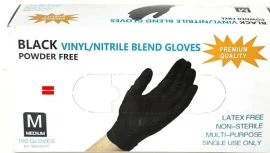 Черные виниловые перчатки 100шт